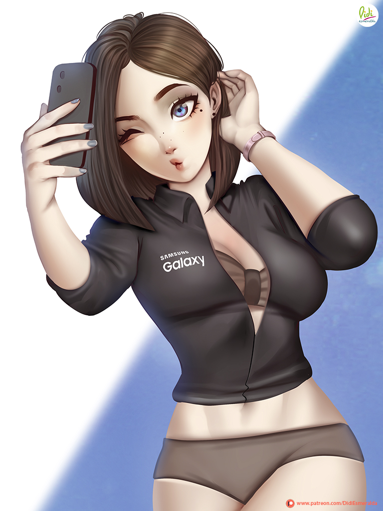 Хентай в одежде,короткая стрижка,samsung sam,коричневые волосы, rule34