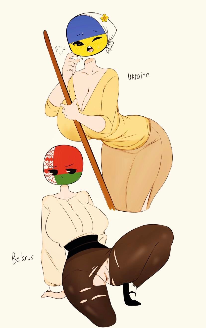 Хентай Большие сиськи,в одежде,чулки,countryhumans,беларусь,украина, rule34
