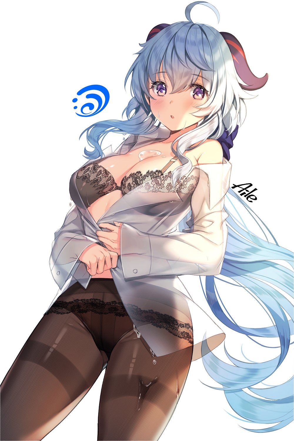 Хентай Большие сиськи,Большая жопа,в одежде,короткая стрижка,чулки,genshin impact,ganyu, rule34