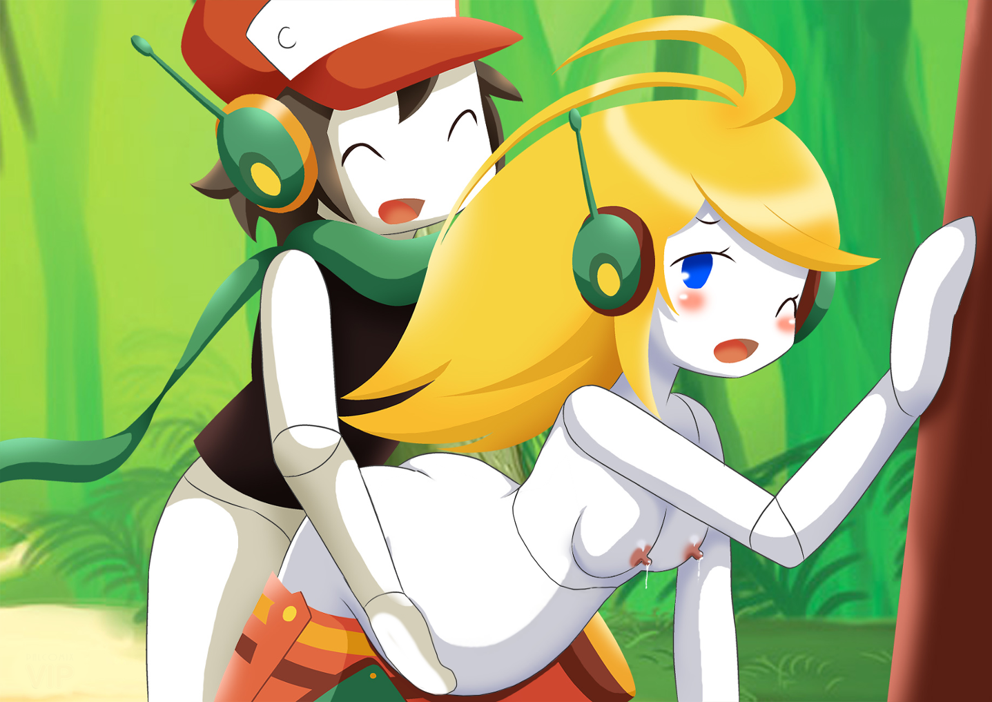 Хентай cave story,маленькие сиськи,curly_brace,quote,грудное_молоко, rule34