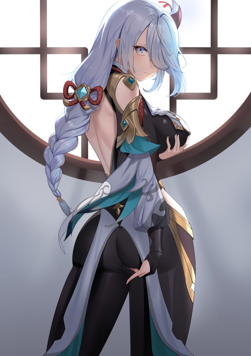 Хентай genshin impact,shenhe,Большая жопа,Большие сиськи,в одежде,пизда, rule34