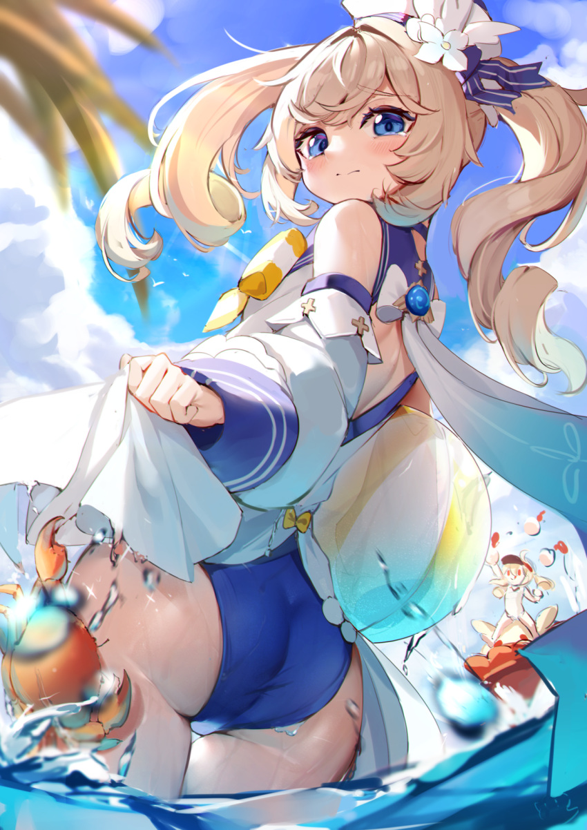 Хентай Большая жопа,в одежде,genshin impact,вид сзади,купальники,barbara, rule34