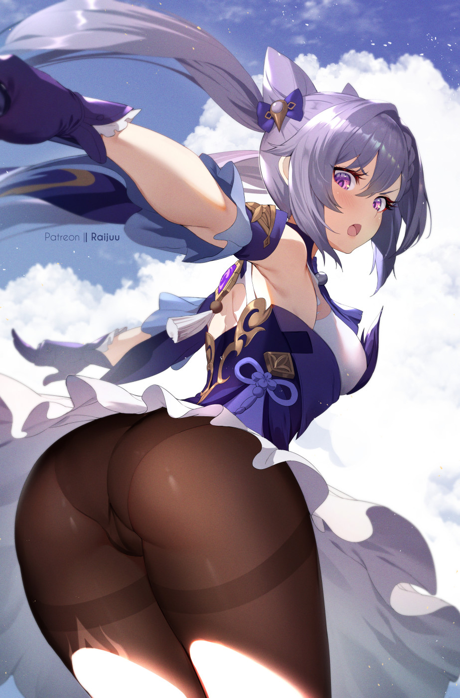 Хентай genshin impact,keqing,Большая жопа,в одежде,колготки,юбочка, rule34