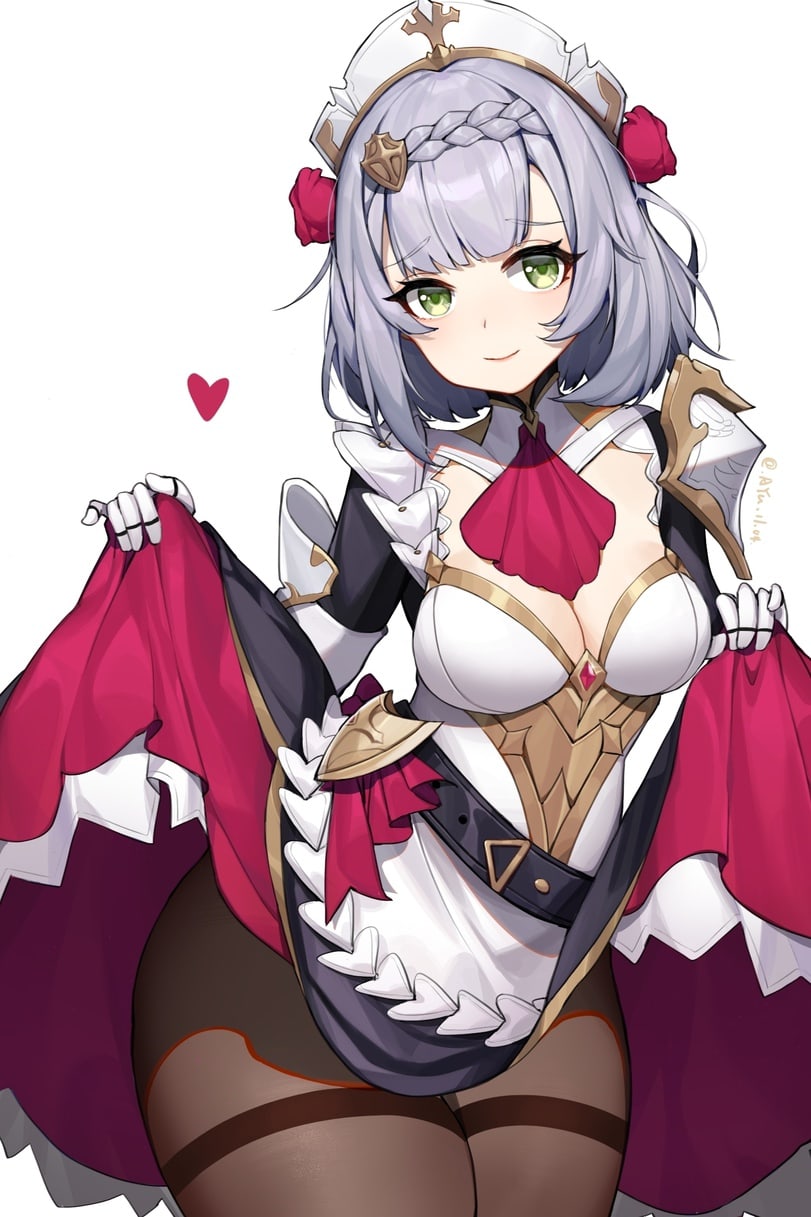 Хентай genshin impact,noelle,в броне,в одежде,юбочка,колготки, rule34