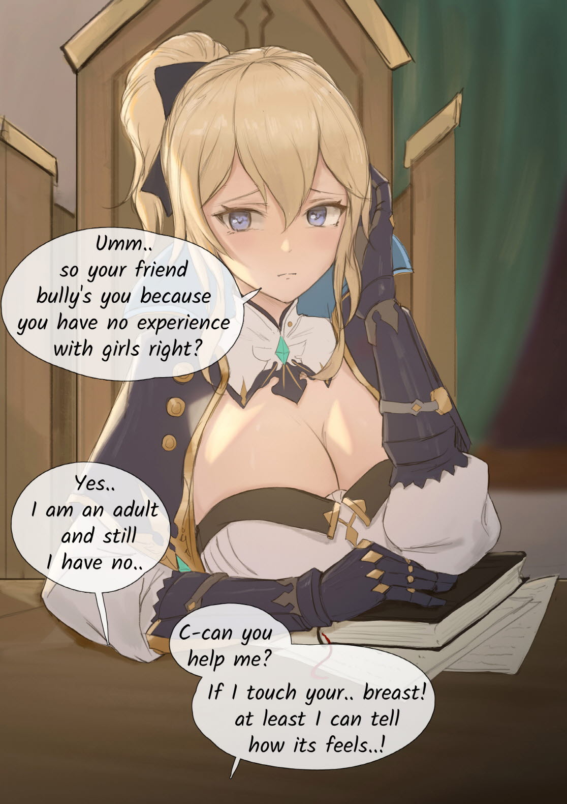 Хентай Большие сиськи,в одежде,genshin impact,комикс,jean_gunnhildr, rule34