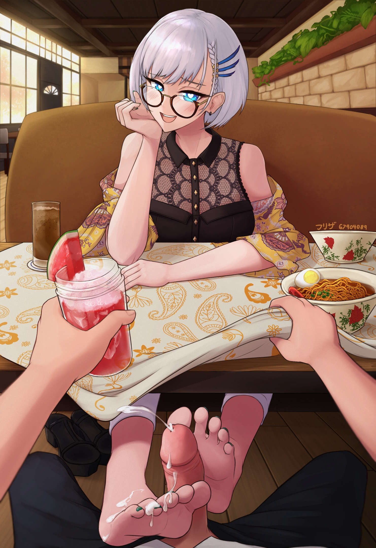 Хентай очки,Сперма,футфетиш,pov, rule34