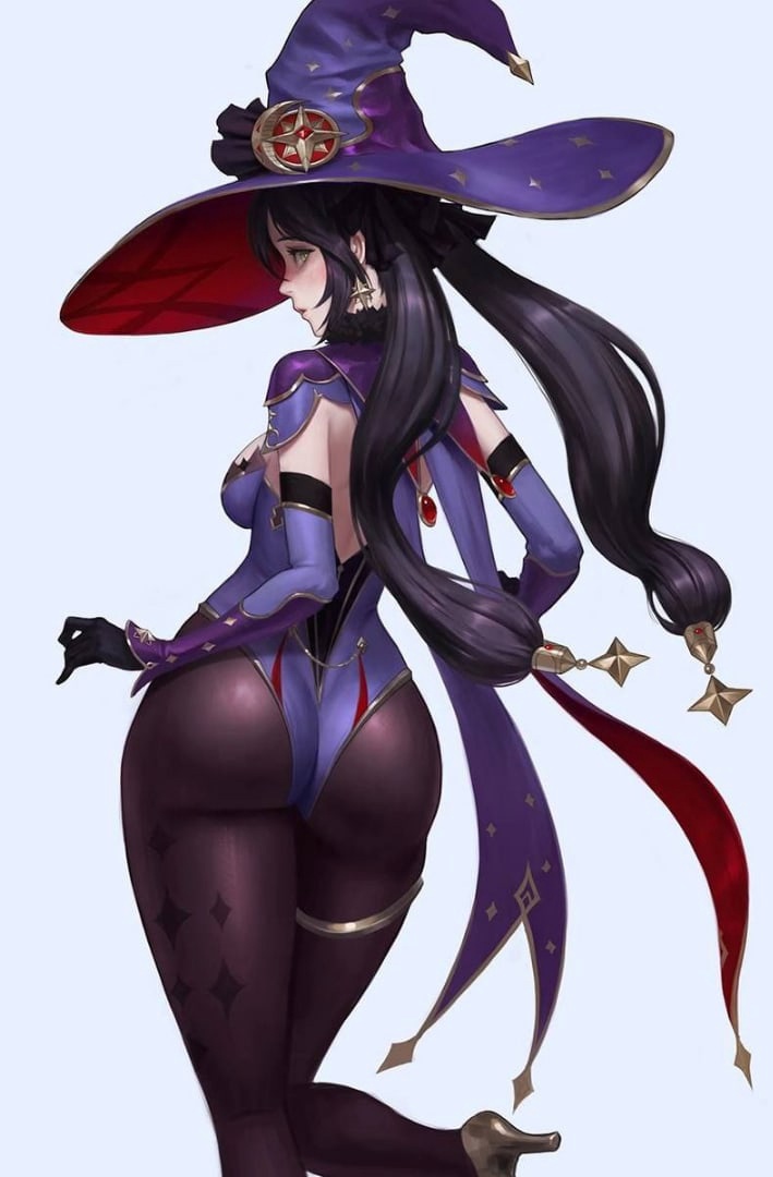 Хентай Аниме,попка,слава_украине,эротика,эстетика,genshin impact,mona,Большая жопа,в одежде,колготки, rule34