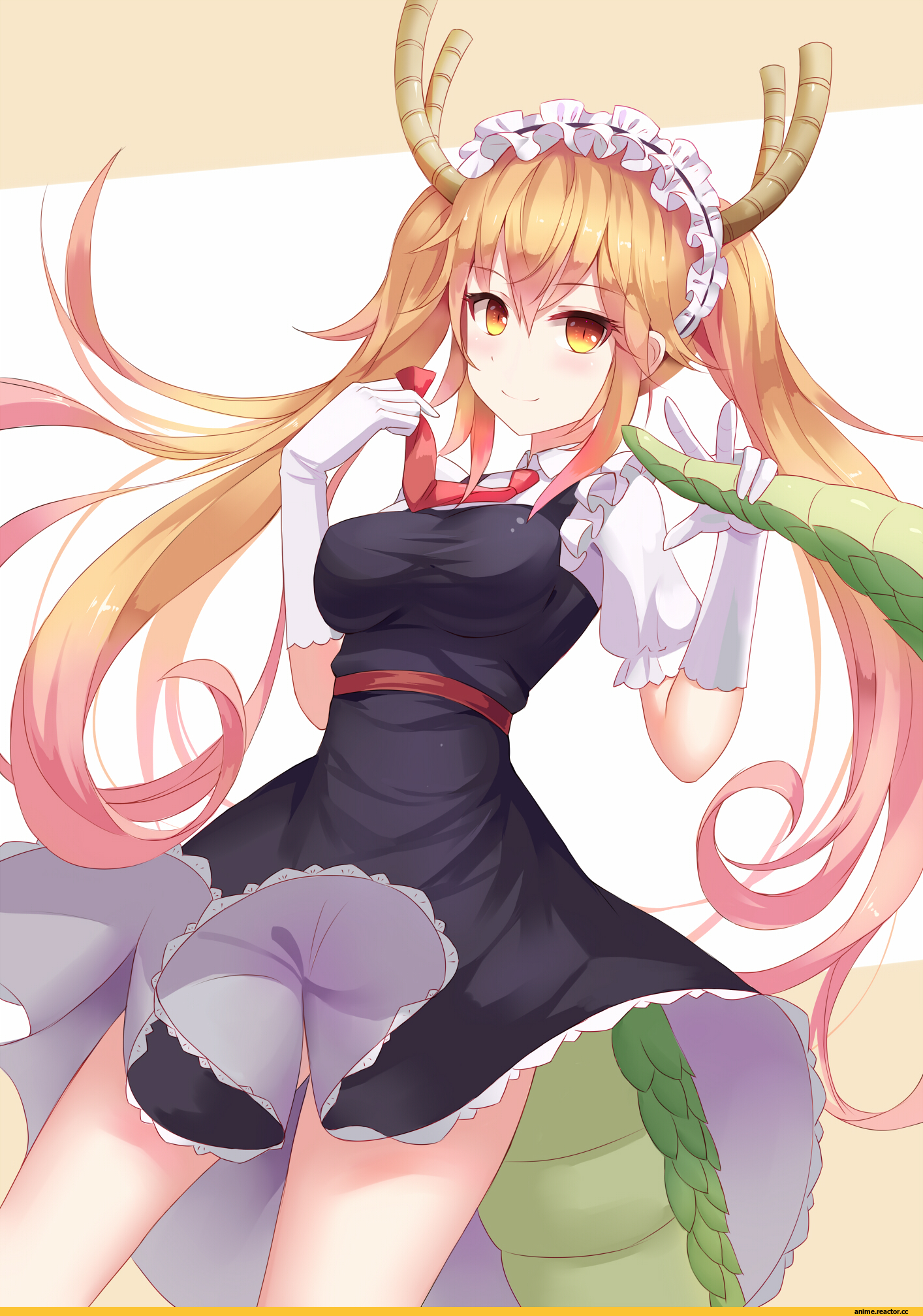 Хентай вайфу,в одежде,горничные,дракон,дракон_горничная,рожки,тору,хвостик, rule34