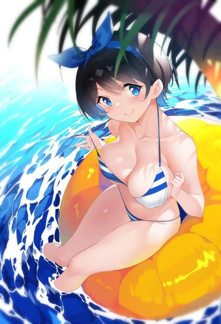 Хентай Аниме,Большие сиськи,вода,короткая стрижка,купальники,сарашина_рука,эротика,девушка на час, rule34