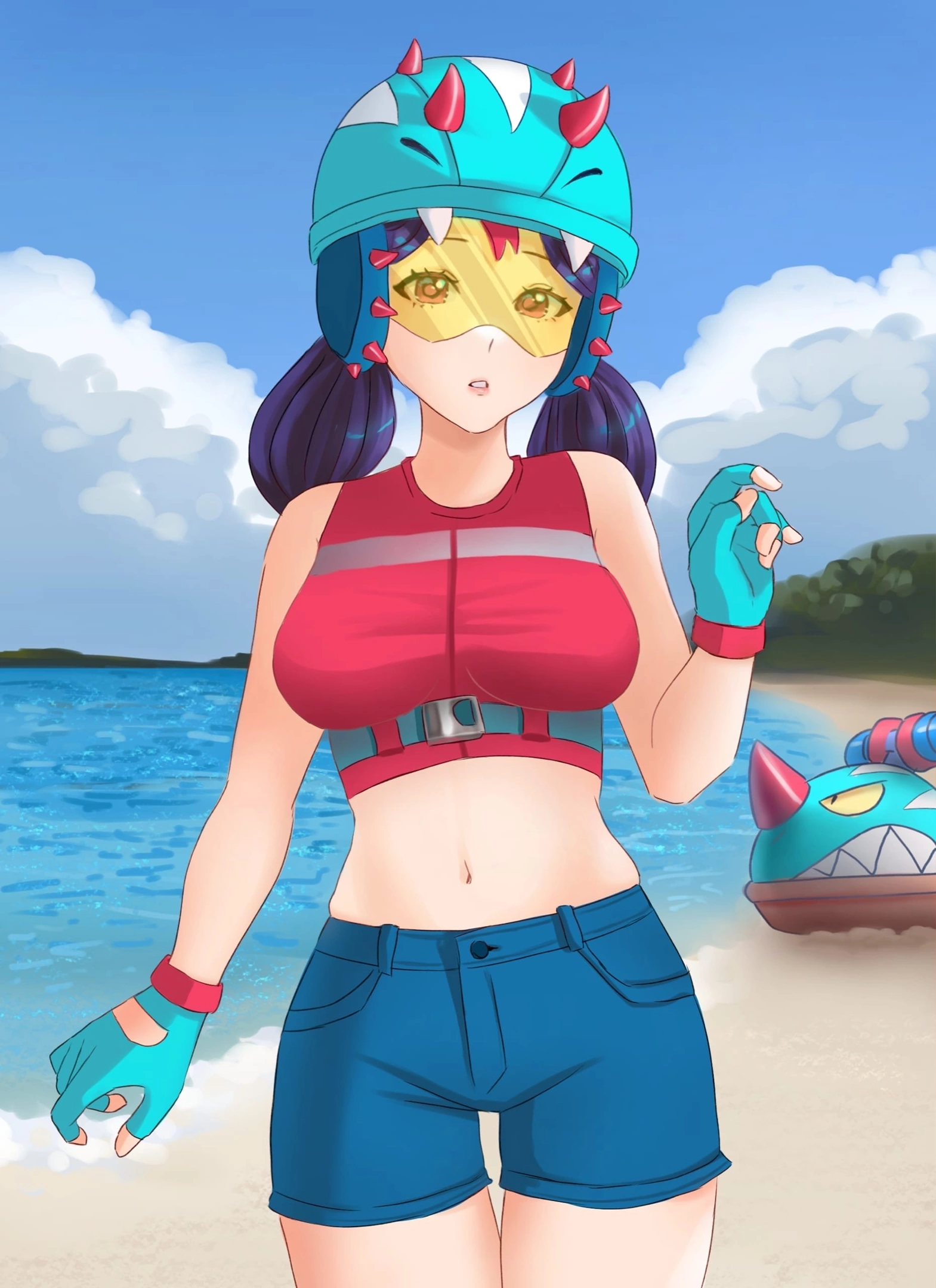 Хентай Большие сиськи,Большая жопа,в одежде,2d,brawl stars,одна девочка,спортивная_одежда,классные очки,шорты,джеки__brawl_stars_, rule34