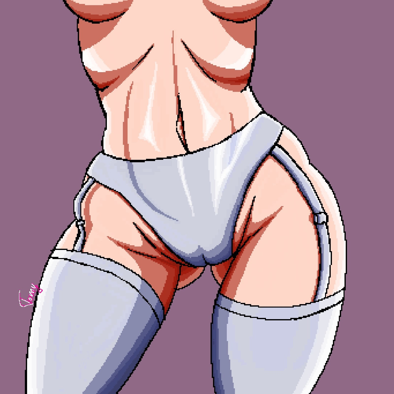 Хентай Большая жопа,в одежде,чулки,трусики,ножки,пиксель_арт,животик, rule34