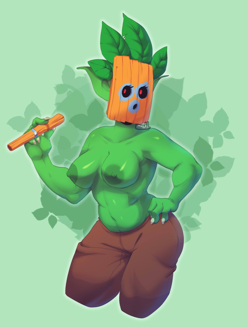 Хентай Большие сиськи,в одежде,клеш_рояль,clash_royale,животик,зелёные волосы,красные_глаза,зелёная_кожа,ушки,маска,гоблин,соски,гоблин_с_дротиками_cr, rule34