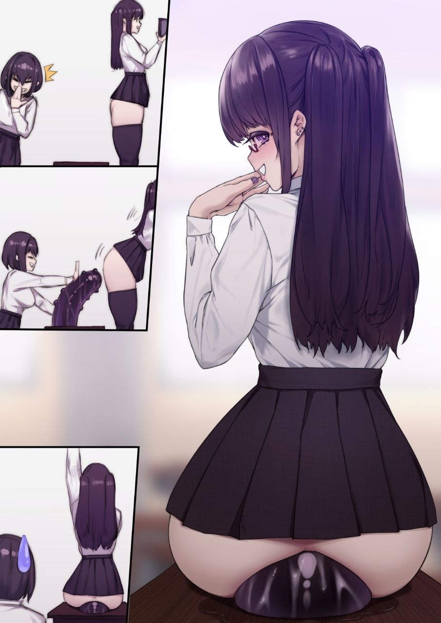 Хентай Большая жопа,длинные волосы,фиолетовые волосы,юбочка,анал,дилдо,огромный_член, rule34