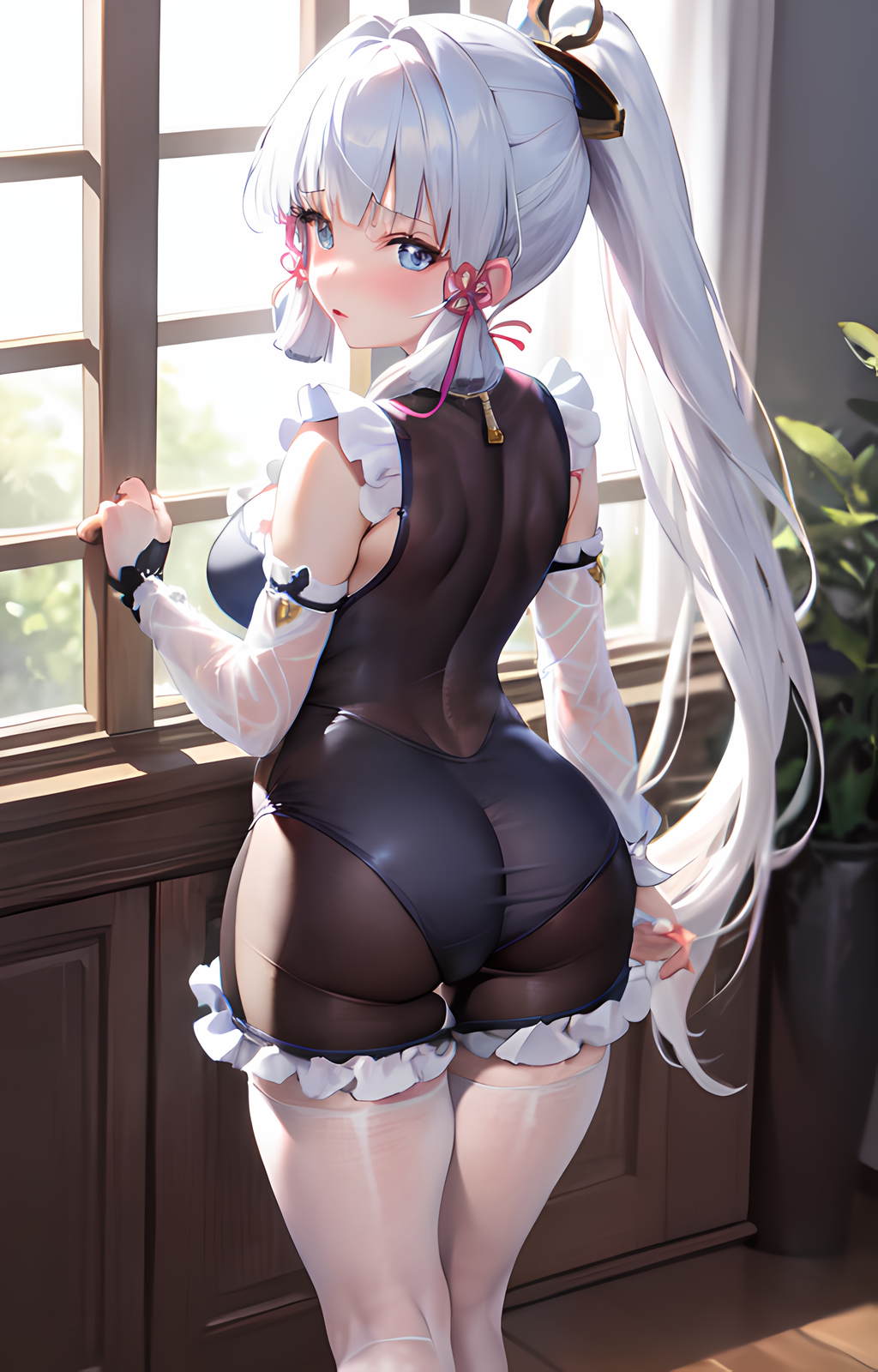 Хентай genshin impact,kamisato_ayaka,stable_diffusion,Большая жопа,в одежде,горничные,нейросеть,чулки, rule34