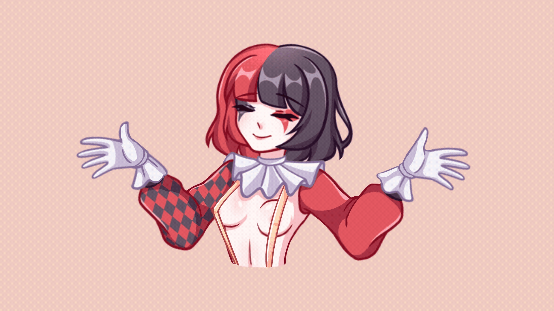 Хентай в одежде,короткая стрижка,стикеры_вконтакте,видео,грудь,соски,Gif,красные_волосы,перчатки,маф__стикеры_вконтакте,клоун,шут,черные_волосы,улыбка, rule34