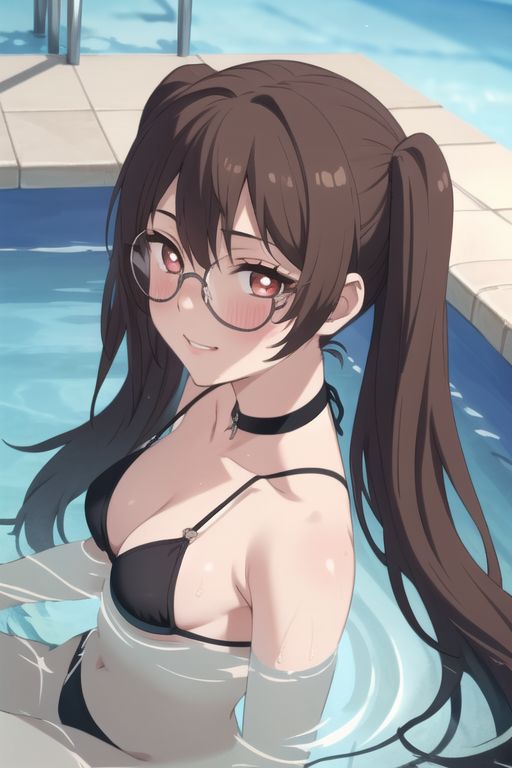 Хентай stable_diffusion,маленькие сиськи,hu_tao,бассейн,бикини, rule34