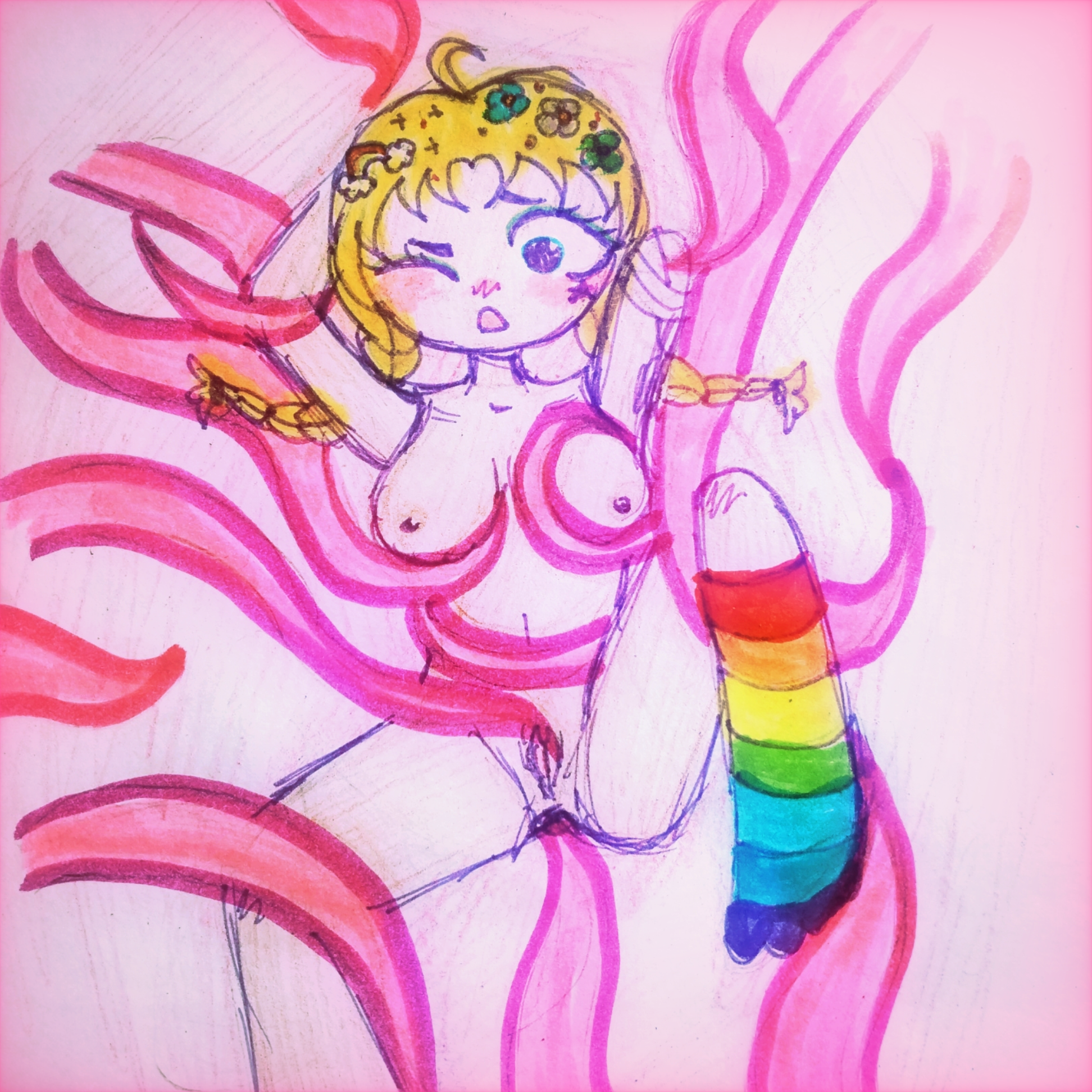 Хентай Большие сиськи,раздвинула_ножки,анал,тентакли,ос, rule34