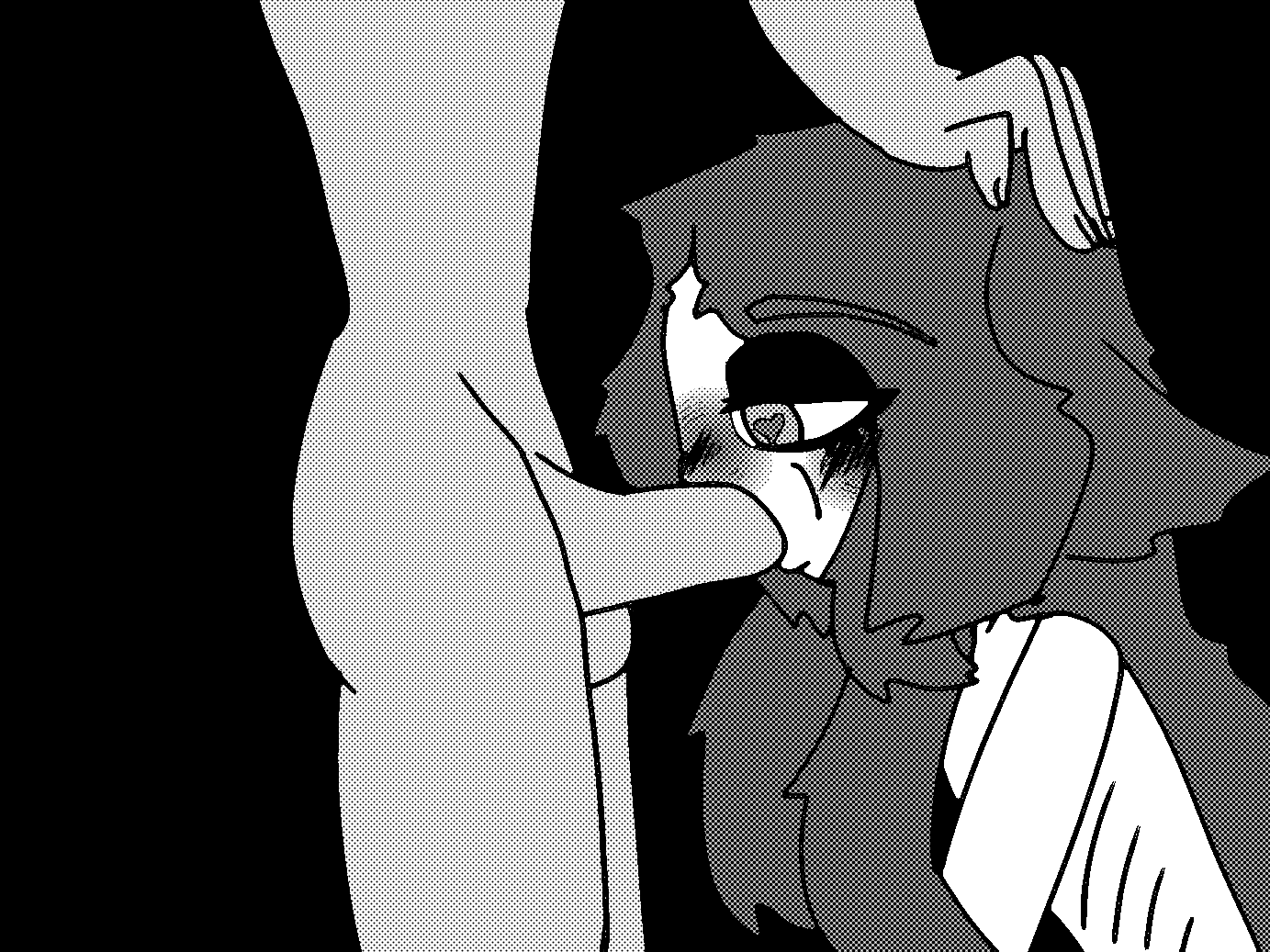 Хентай длинные волосы,минет,персонажу_есть_18!,фембой,худой,дрыщ_сосёт, rule34