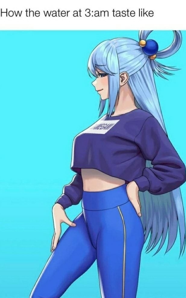 Хентай Аниме,KonoSuba,в одежде,aqua,длинные волосы,спортивная_одежда,синие волосы, rule34