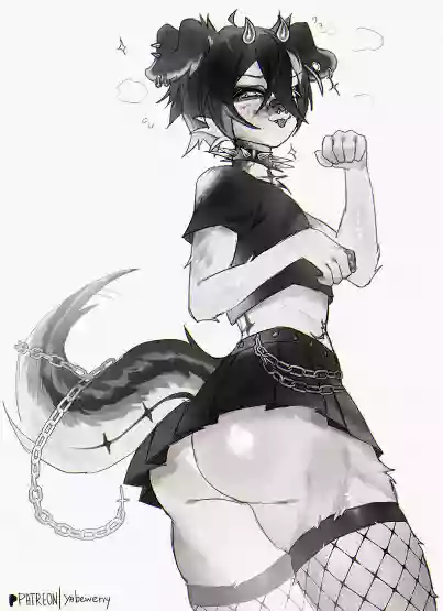 чулки,юбочка,хвост,фурри,альтушка_для_скуфа,черные_волосы,alt,гот,